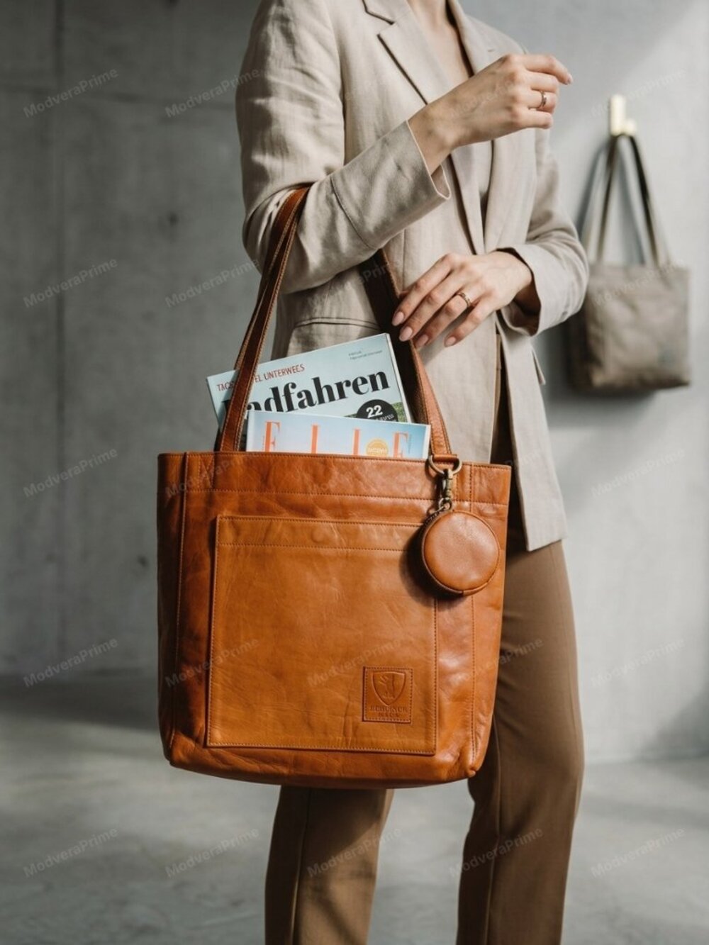 Berliner Seville Genuine Leather Tote Bag | Laptop Work Bag 15.5 - Picture 7 of 8